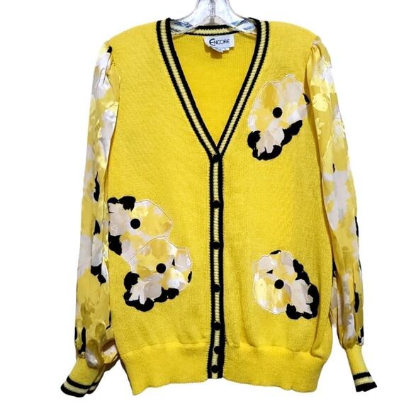 Encore Vintage Women's Yellow Multicolored Sweater Sz Large - Picture 1 of 8